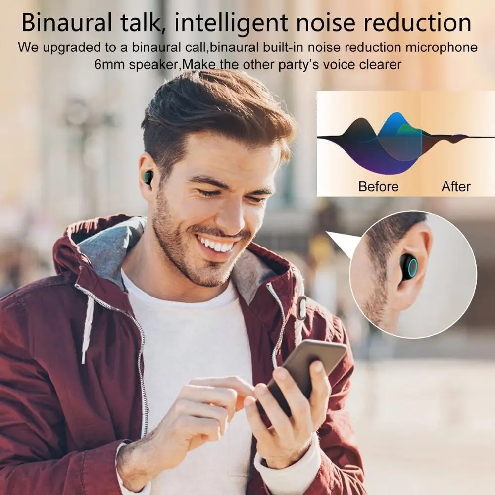 Беспроводные TWS Bluetooth 5 0 наушники с отпечатком пальца сенсорная гарнитура Q67 HD