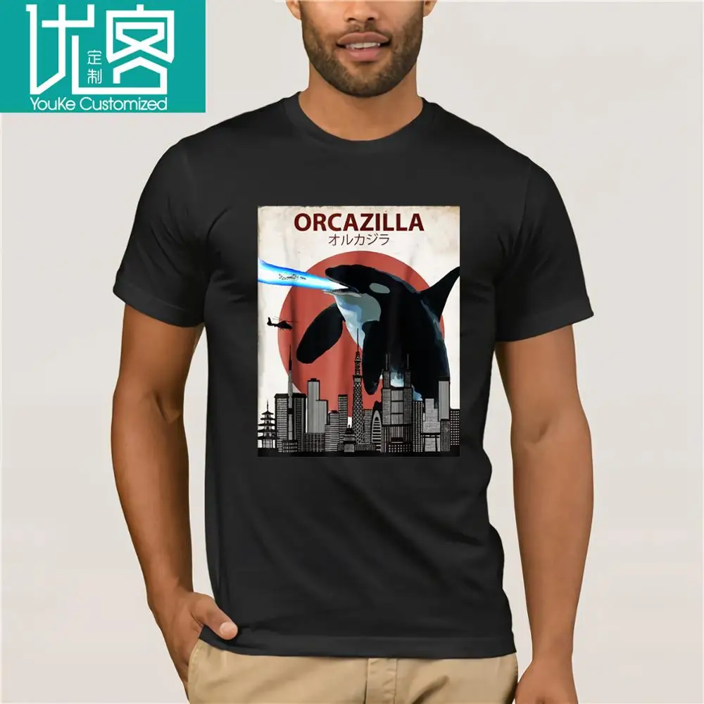 2019 Новая мужская футболка с коротким рукавом 100% хлопок для мужчин Orca zilla забавная