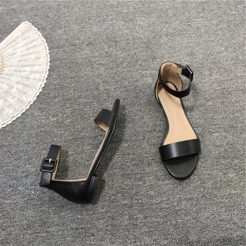 Beige Heeled Sandals Female Shoe Ankle Strap Women's Low Shoes Large Size Open Toe Strappy Heels Black Gladiator Sandals Women