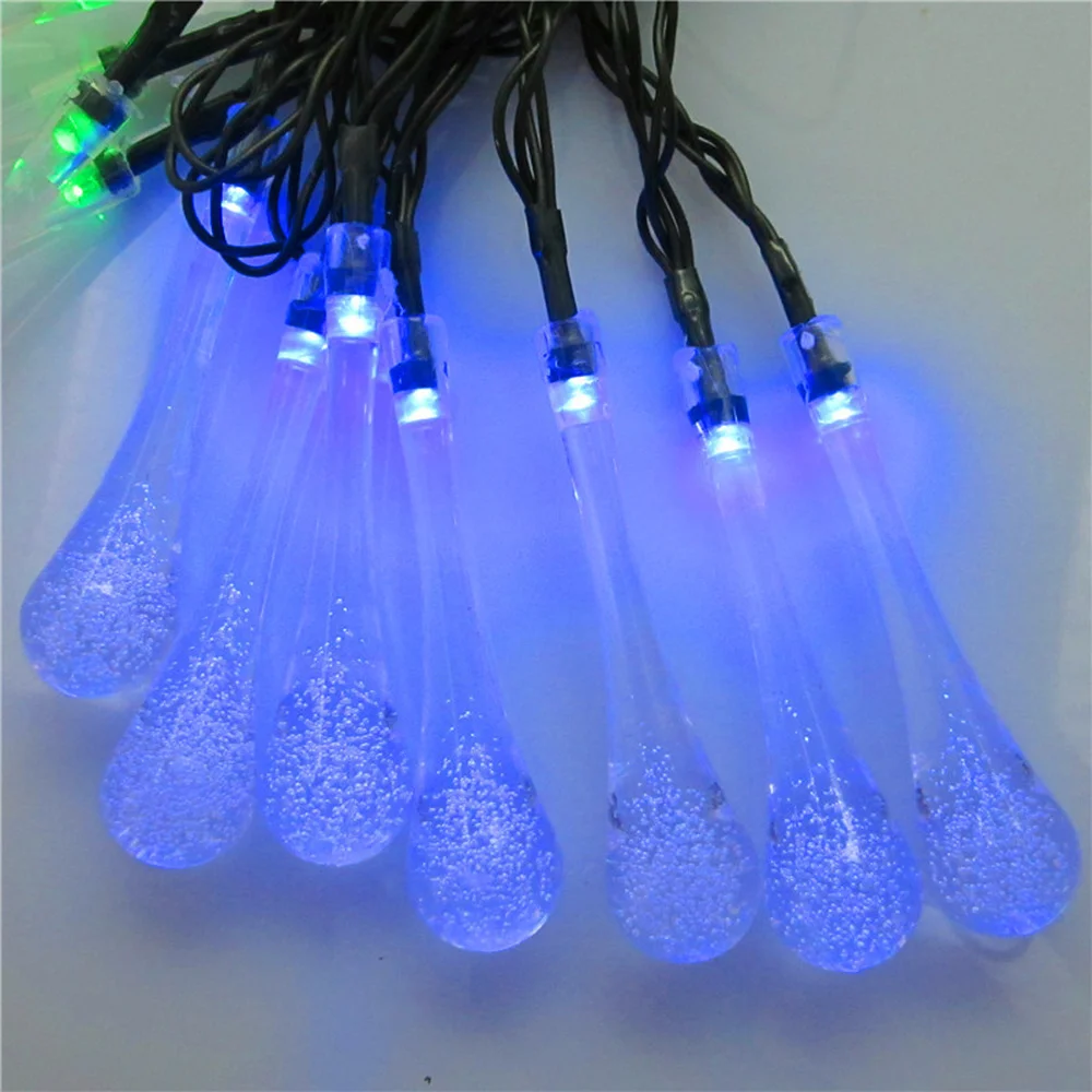 LED Solar Powered Fairy Lights Outdoor 20 / 30 50 Water Drop Led String Light Christmas Garden Decoration Holiday Lighting | Лампы и