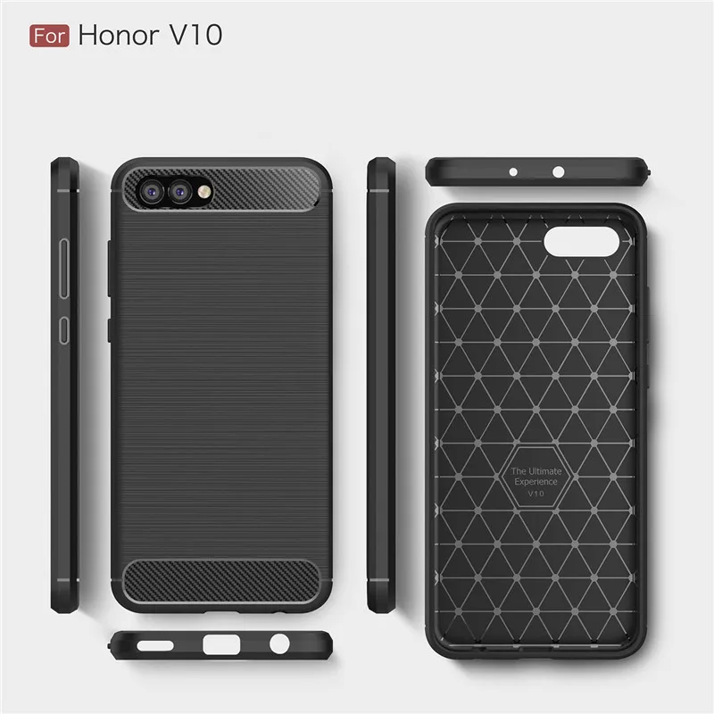 Для Huawei Honor V10 Силиконовые Мягкие ТПУ Матовые чехлы из углеродного волокна для V9