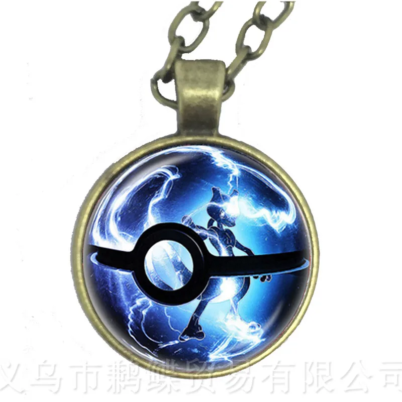 Модный Круглый Стеклянный кабошон Pokemon Go Pokeball ожерелье с подвеской для женщин и