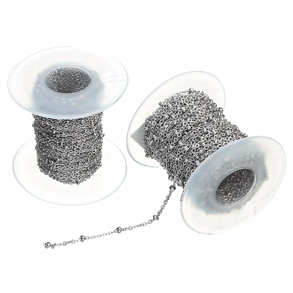 Цепочка Из Нержавеющей Стали с бусинами 2/3 мм 10 ярдов/рулон|chains for jewelry diy|chain necklace