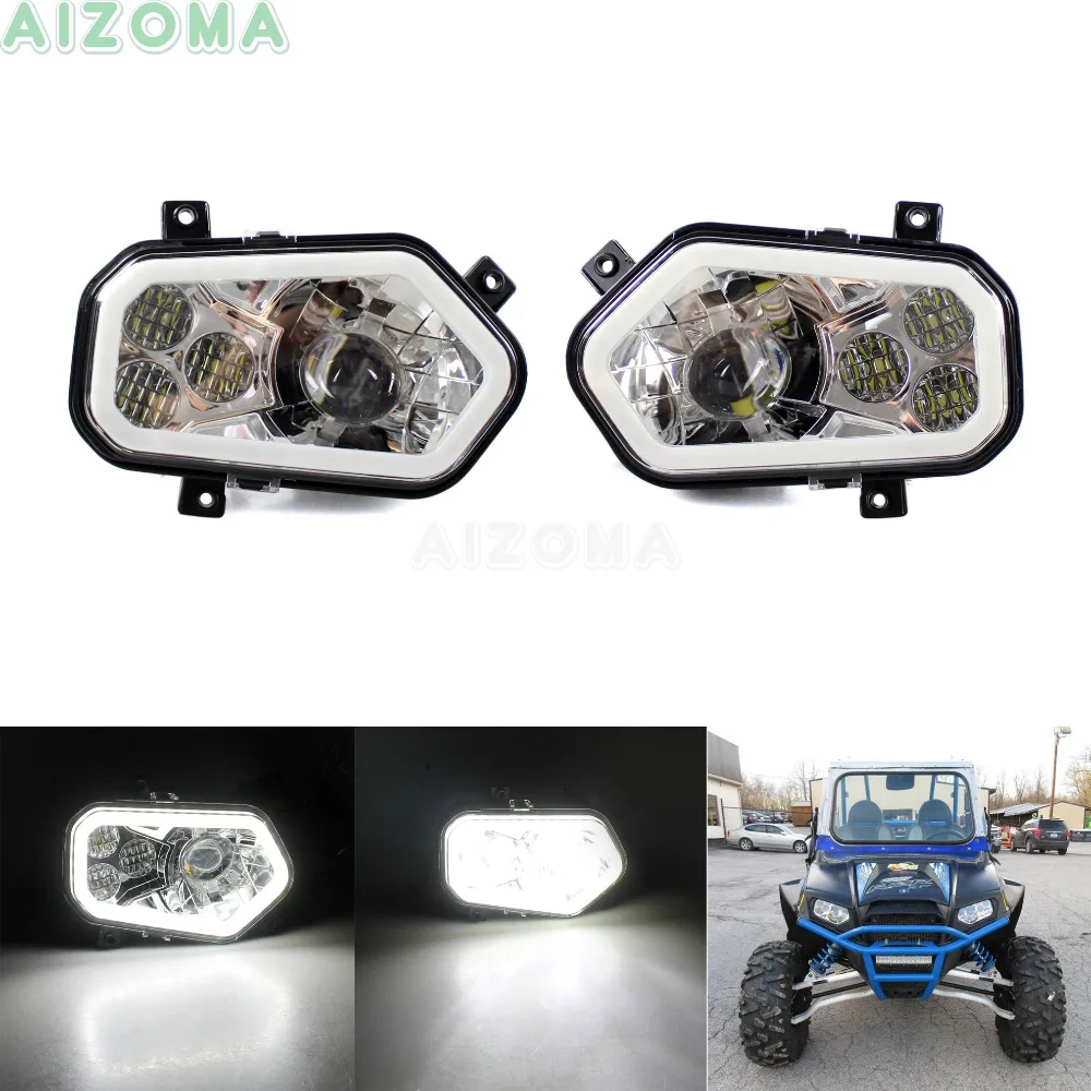 2 шт. UTV хромированная светодиодный ная фара Angel Eye передняя для Polaris RZR 800 4 XP 900 EFI Ranger