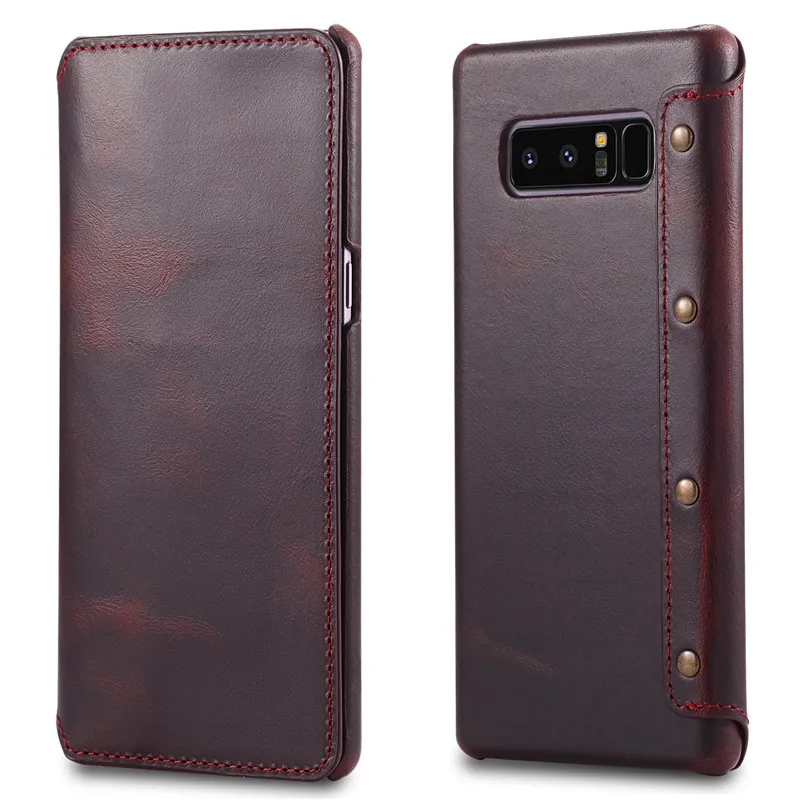 Чехол-книжка ELAIDE для samsung Galaxy Note 8, чехол из натуральной кожи, чехол для телефона samsung Note 8, чехол для samsung Note8 - Цвет: Red