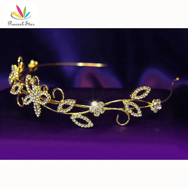 Павлин Звезда Свадьба Подружка невесты качество Кристалл Золотой Цвет Бабочка