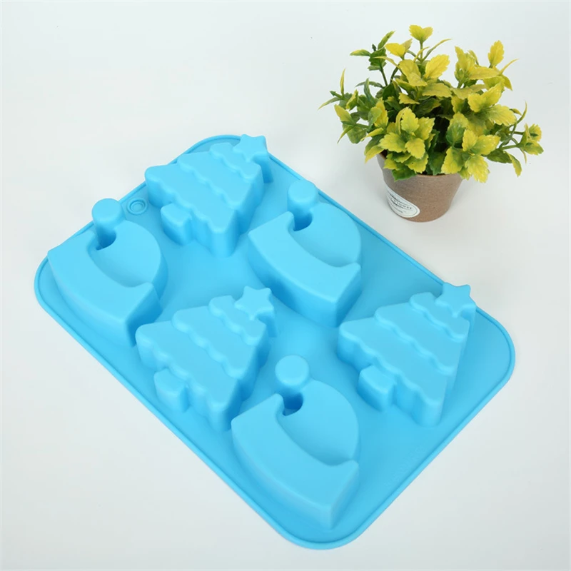Silicone Mold Creative 6 Even Christmas Tree Hat Shape Soap Mould DIY Cake Decorating Chocolate Baking Tool Hand Made QY54 | Дом и сад
