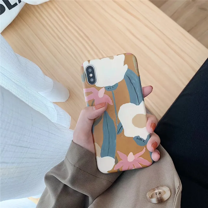 Ретро искусство картина маслом цветок чехол для iPhone X XR XS Max 6 S 7 8 plus Модный мягкий