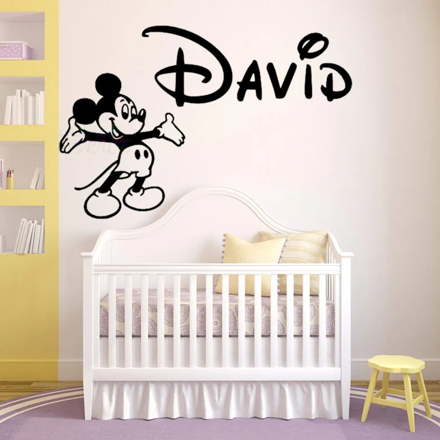 Персональное имя Уолт Микки Маус на заказ наклейка стену Виниловая Наклейка