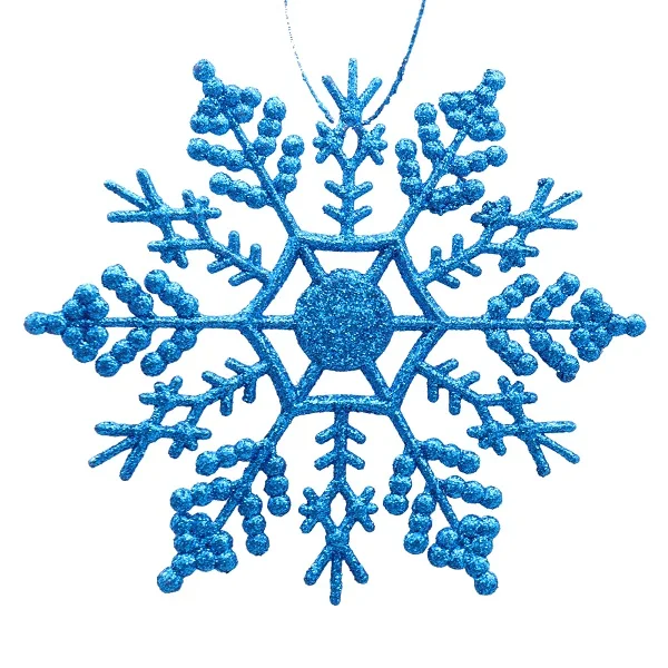 Light blue 12 шт. пластиковая искусственная Снежинка, Рождественская елка, снежные Подвески с блестками, украшения на год, Рождество, вечерние украшения для дома, подарки для детей - Цвет: Light blue