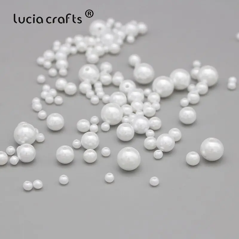 Lucia crafts 4/6/8/10 мм ABS Круглый искусственный жемчуг бусины с отверстием для DIY художественная одежда Цепочки и ожерелья Аксессуары E0818