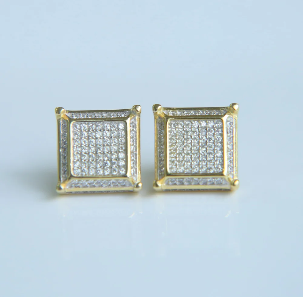 2017 популярные красивые мужские серебряные квадратные сережки с винтовой спинкой