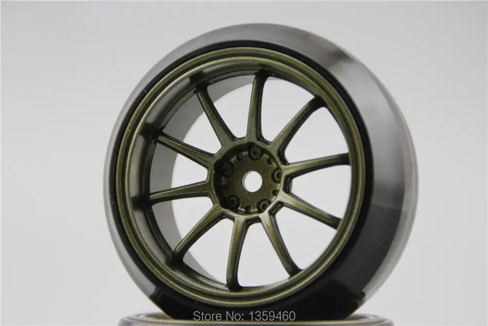 4 шт. RC 1/10 твердый Drift Tire обод колеса с шиной W10S2BR мм Смещение (живопись Brozen)