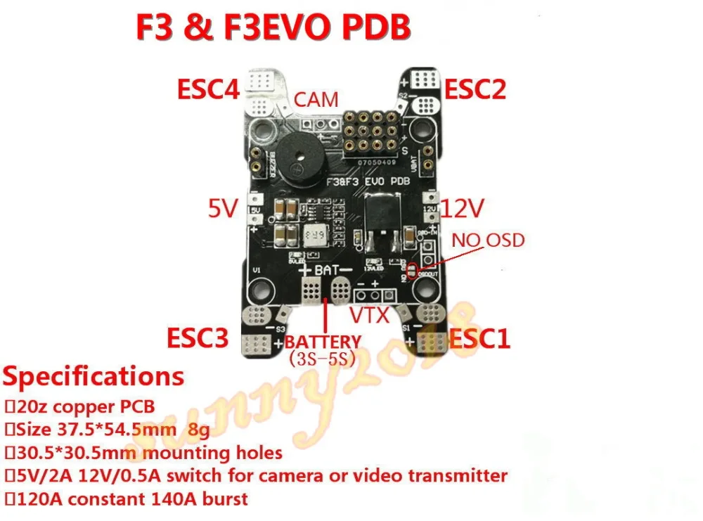 F3/F3 EVO PDB SP Racing F3 управление полетом распределительная плата с 5 в 12 В BEC для ZMR250 QAV250