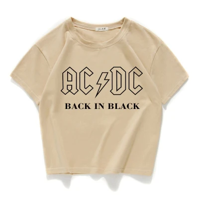 Известный бренд ACDC, женские топы, хлопок, футболка, Повседневная футболка, женская футболка с круглым вырезом, подходит ко всему, топ, летний Свободный Топ, женская одежда - Цвет: 144 khaki