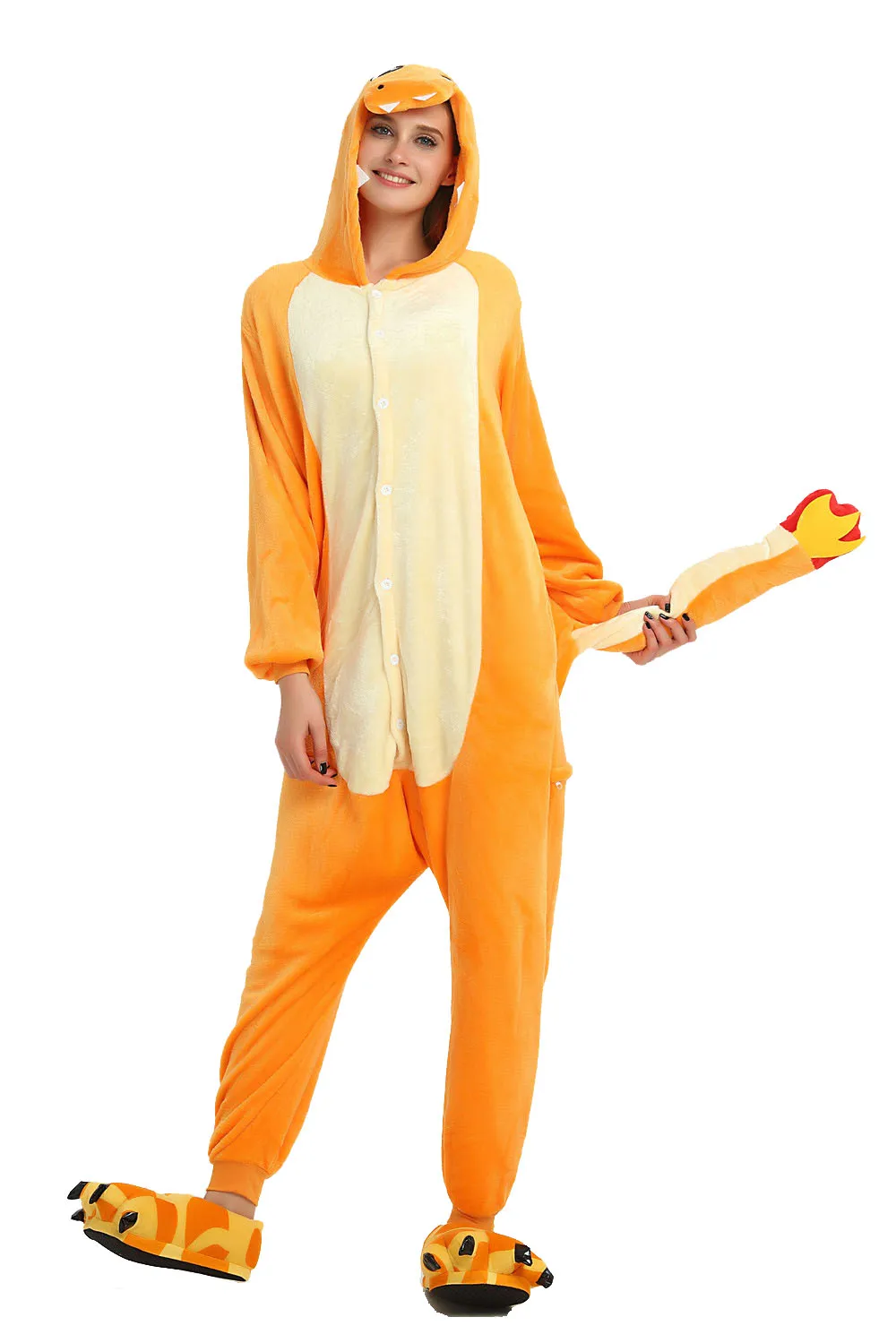 Фланелевые пижамы с рисунками животных для взрослых унисекс зимние Kigurumi Charmander Fire