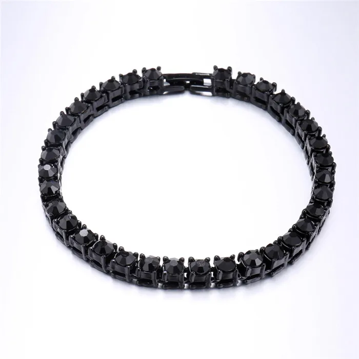 Black 1 ряд 6 цветов CZ Bling Iced Out Стразы браслет из Кубического циркония теннисные цепи браслеты для женщин мужчин ювелирные изделия звенья цепи золото - Окраска металла: Black