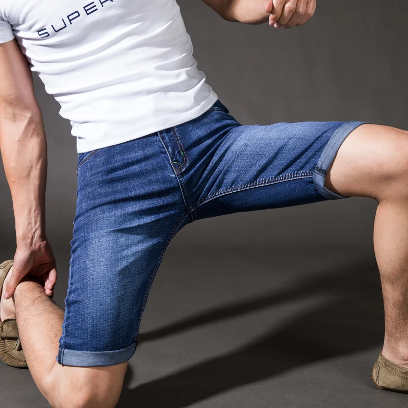 Прямые Пятиточечные джинсы летние модные однотонные дышащие тонкие шорты