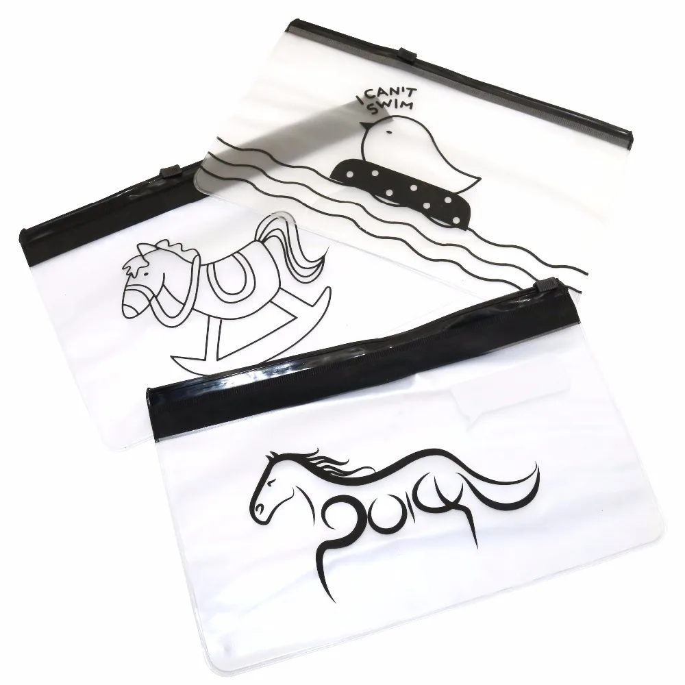 

3 Pcs Lovely Creative Chick Pony Translucent Scrub File Bag Pencil Pull Side Debris Storage Stationery Organizer Small Gift Bags