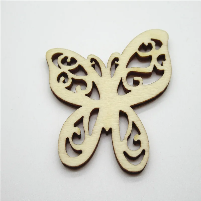 10/20pcs 50mm Natural Mix Openwork Butterfly flower Pattern wood Art Collection Craft Handmade for Home decoration diy Q48 | Дом и сад