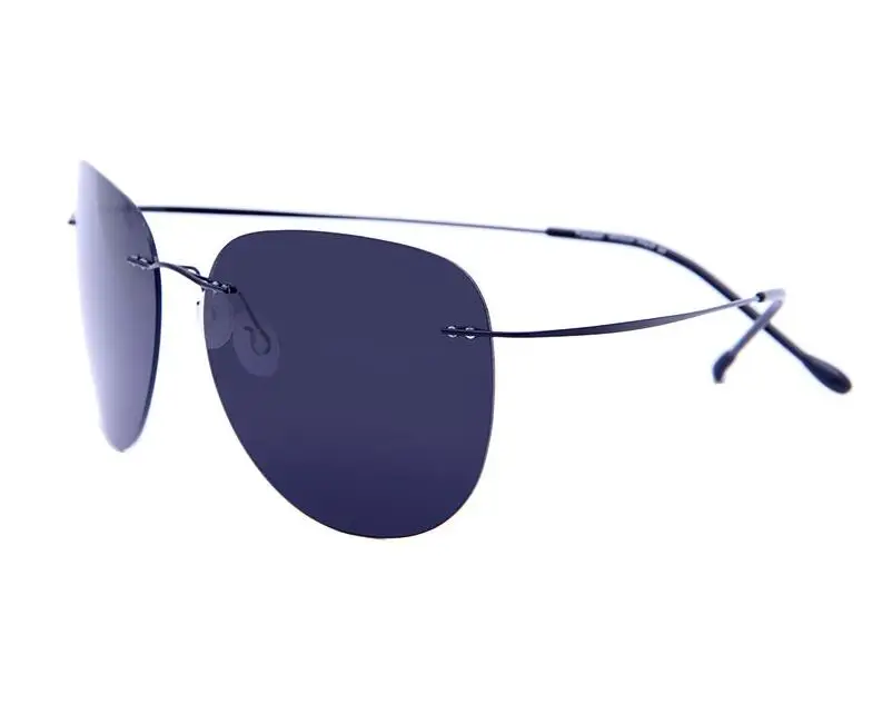 Black Rim Gray Lens Новинка, ультра-светильник, без оправы, солнцезащитные очки, память, чистый титан, оправа, поляризационные солнцезащитные очки, классические, Е, большие, солнцезащитные очки, глаз, анти-УФ - Цвет линз: Black Rim Gray Lens
