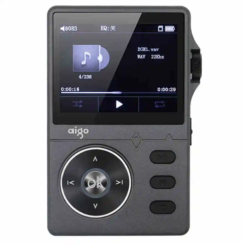 Черный цвет, Aigo 108, MP3 плеер, цинковый сплав, HiFi, высокое качество, звук, без потерь, музыка, 2,2 дюймов, 8 ГБ, универсальный плеер