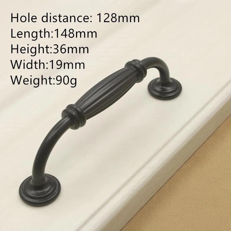 hole distance 128mm LCH Современная матовая черная Мебельная ручка, ручка для шкафа, европейский стиль, садовый шкаф, фурнитура для шкафа, дверная ручка, пианино, черный - Цвет: hole distance 128mm