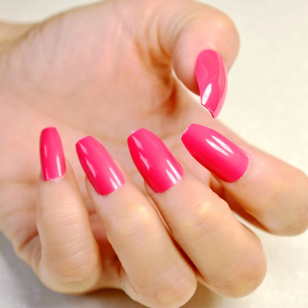 24 шт. ярко розовые длинные искусственные ногти с полным покрытием|false nails full cover|nail