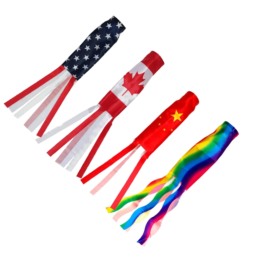 Флаг из полиэфирной ткани Windsock включает подвесные канаты патриотические