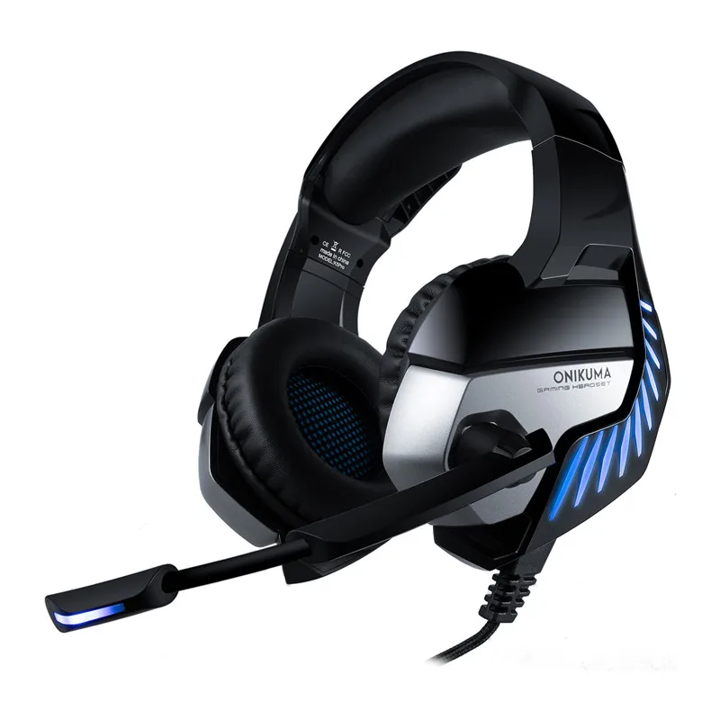 Black Blue LEORY K5 Pro Gaming noise-concellng Наушники Hi-Fi Сабвуфер гарнитура 7,1 Virtual стерео наушники с микрофоном для PS4 PC One - Цвет: Black Blue
