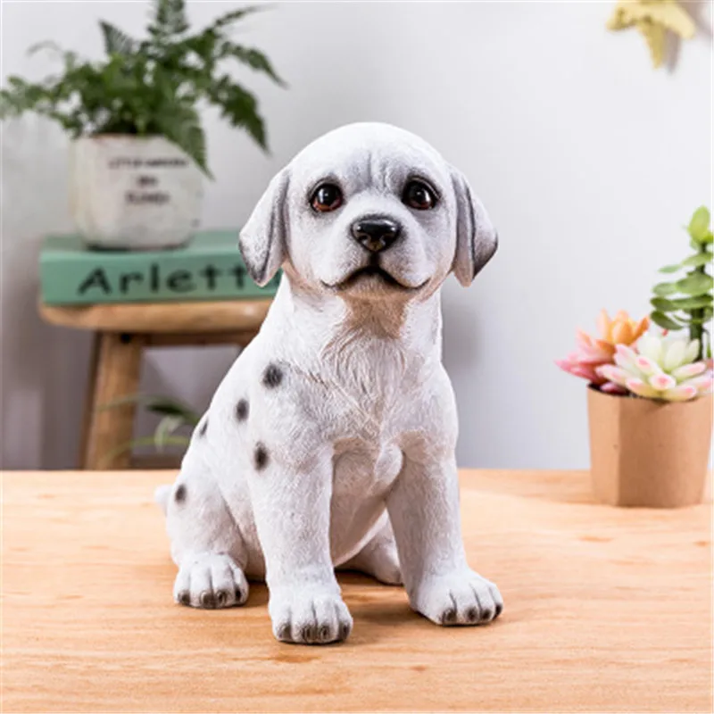 Animal Cute Puppy Statue Golden Retriever Dalmatian Creative Decor Action Figure Toy Resin Home Birthday Gift Boxe P802 | Игрушки и