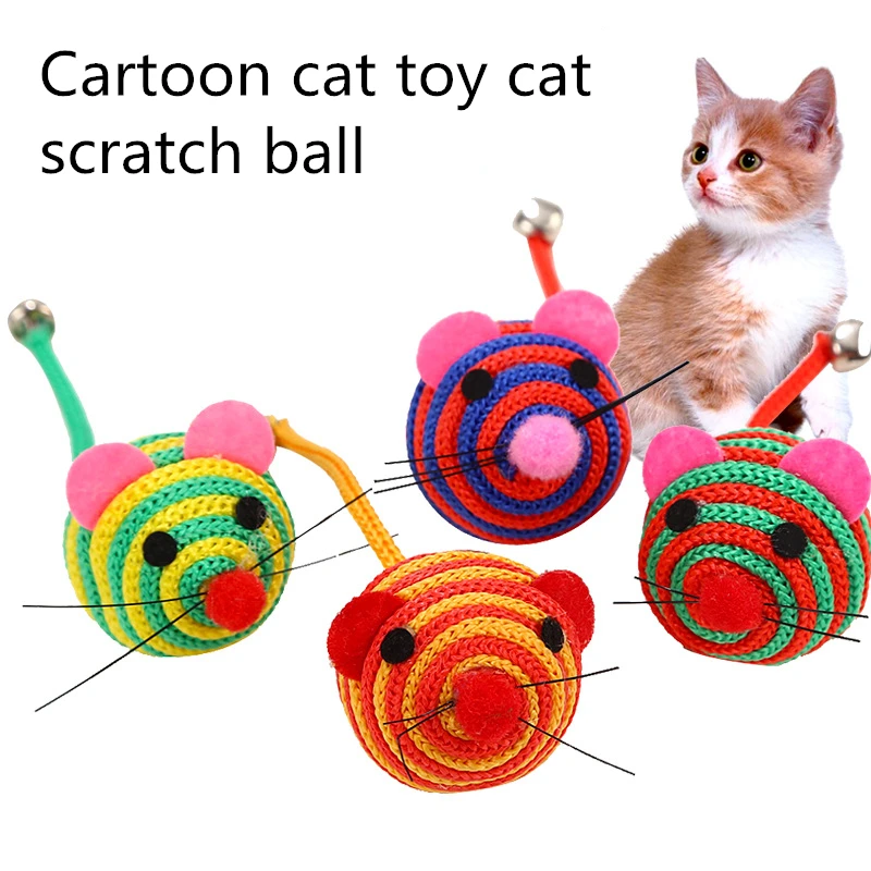 Собака кошка игрушка Ball мультфильм мышь для кошек нейлон женская Колонка кольчик