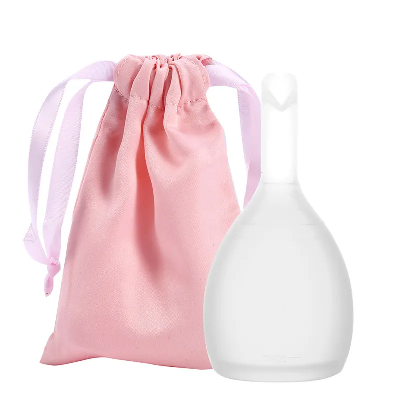 Transparent with Bag Медицинские силиконовые менструальные чашки для женщин многоразовые мягкие De Силиконовые дамские разрядки безопасности менструальный период поставки кружка уход за вагиной - Цвет: Transparent with Bag