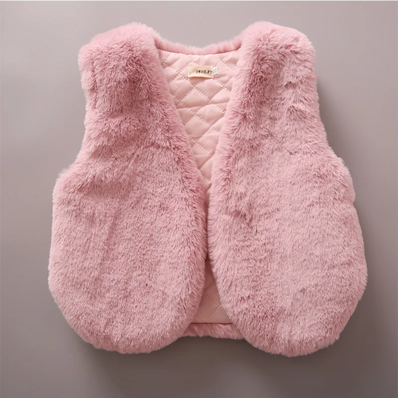 Детская меховая куртка жилет из искусственного кроличьего меха модная Осенняя