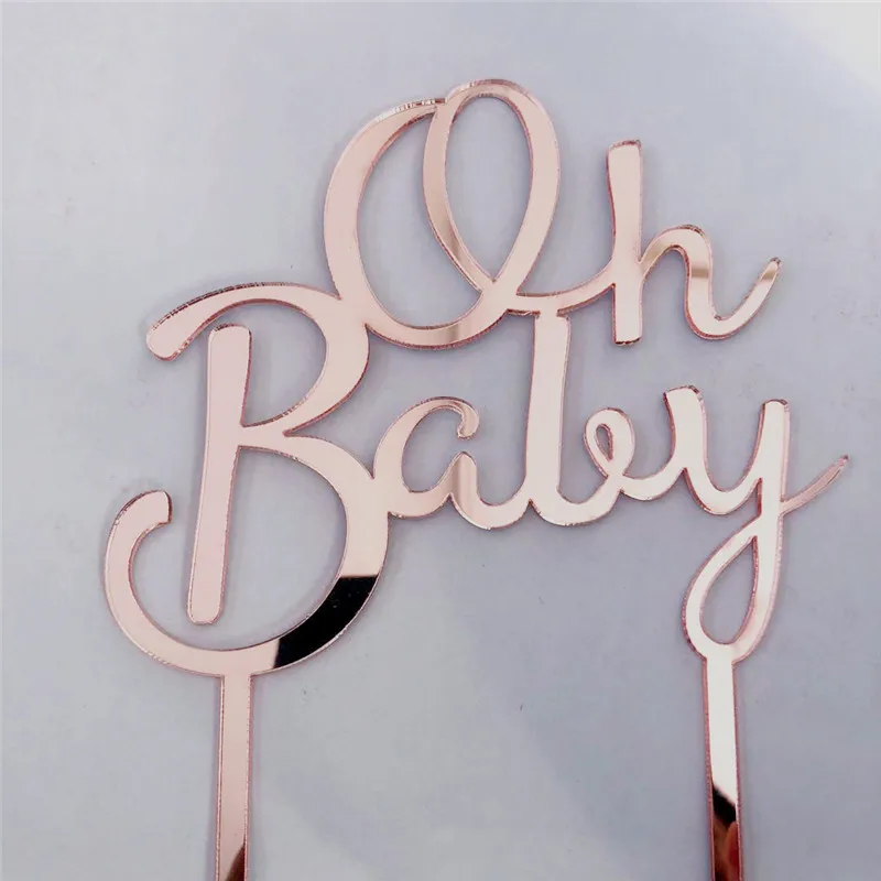 Oh Baby торт Топпер для торт для детского праздника украшение Зеркало розовое золото акриловые украшения для торта на день рождения