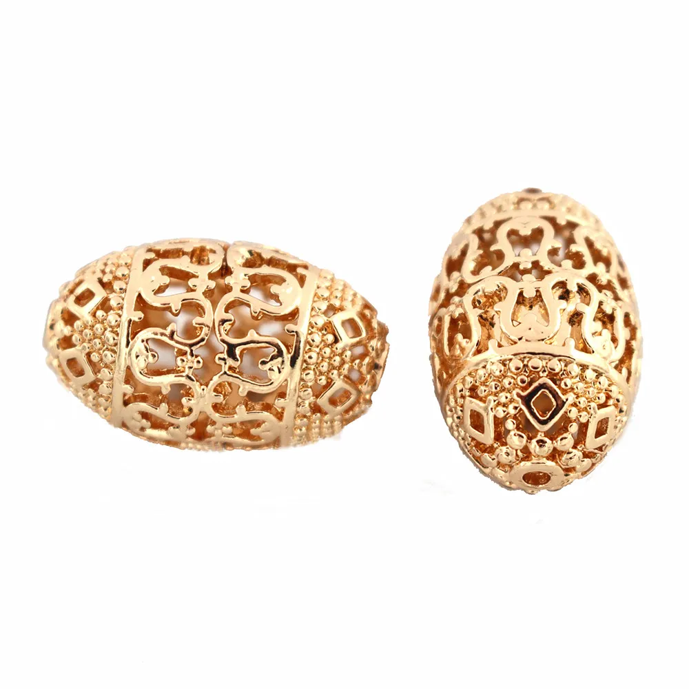 Metal Spacer Beads Oval Drum Egg Shape Hollow Flower Pattern Hole Size 2mm Charm DIY for African Men Women Jewelry Making | Украшения и