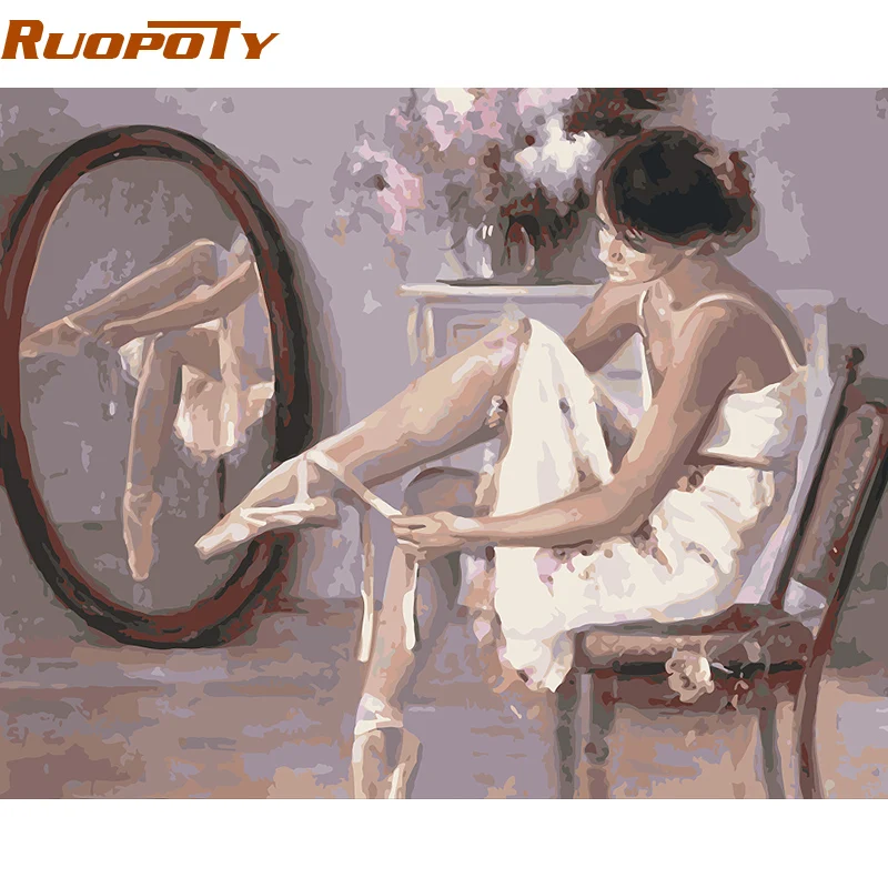 RUOPOTY балетная танцевальная картина Diy по номерам Современная ручная роспись на