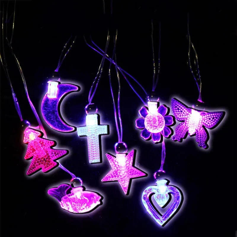 30 шт./лот детское светодиодное ожерелье с Луной звездой миганием и вечерние