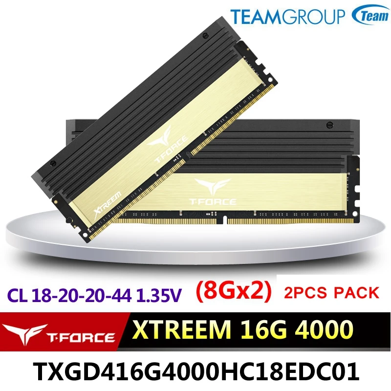 Команда группы T-FORCE игровой DDR4 STREEM Desktop memory 8GX2(16G) 3886 4000 МГц игровой компьютер ОЗУ 288 шпильки CL18-20-20-44 1,35 V