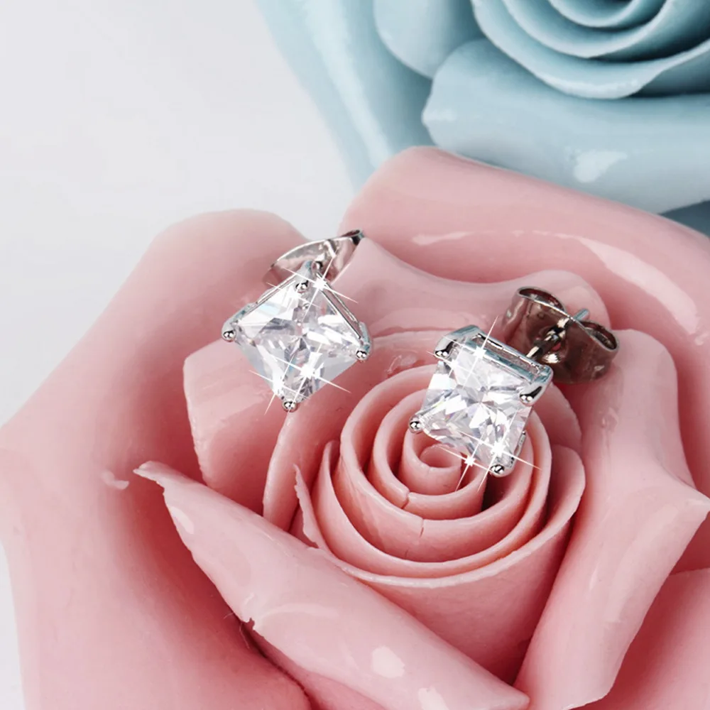 Хит продаж 1 пара цельные хрустальные стразы квадратные серьги гвоздики