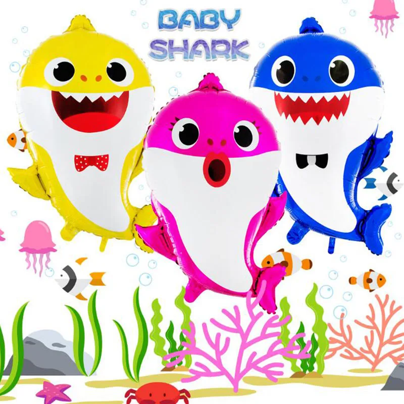 AVEBIEN 26''Baby Shark алюминий воздушный шар для Бэйби Шауэр плёнки милый мультфильм