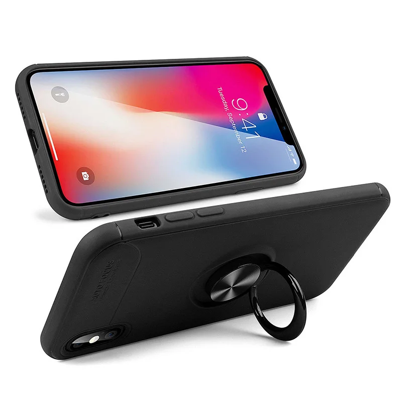 Luxury Magnetic Ring Stand Silicone Anti Shock Phone Case For iPhone X XS Max XR Cover Cases 8 7 6 6S Plus |