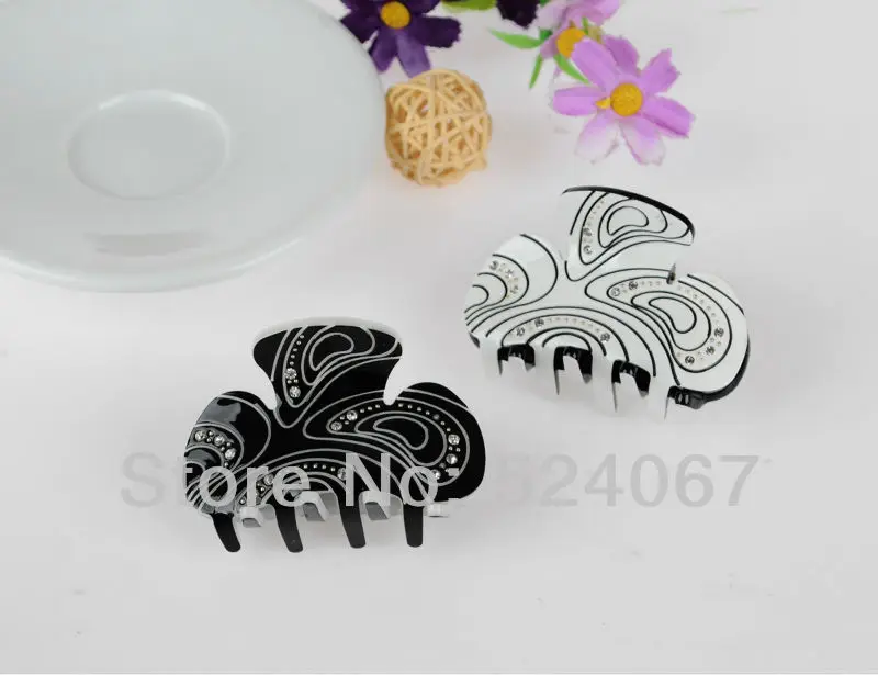 2019 Новейшие Классические Акриловые черные белые заколки для волос высокого