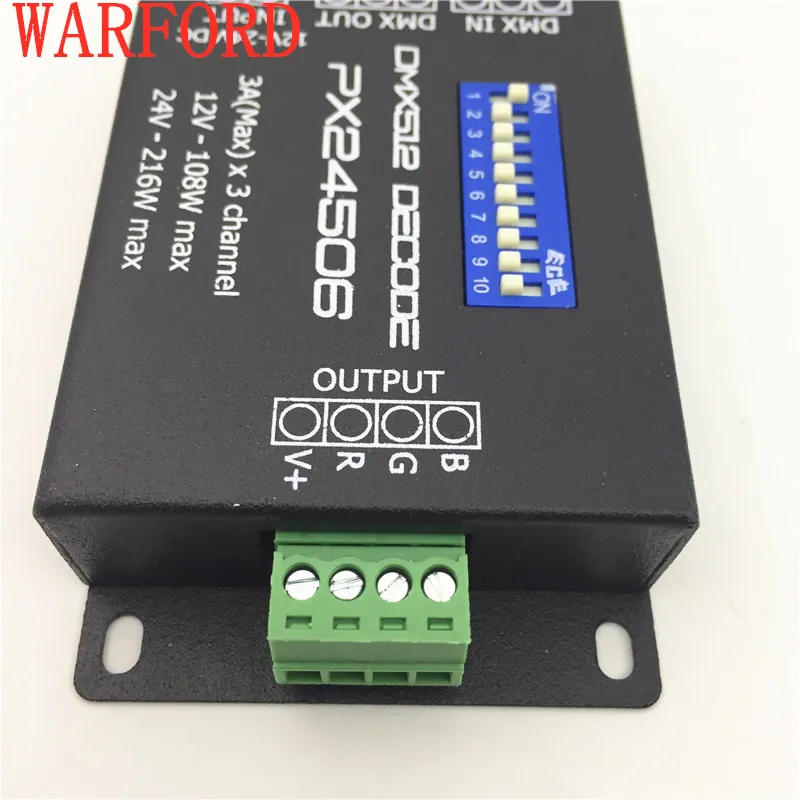 PX24506 DMX декодер драйвер 3X3A 512 RGB светодиодный контроллер 12 В ~ 24 использование для
