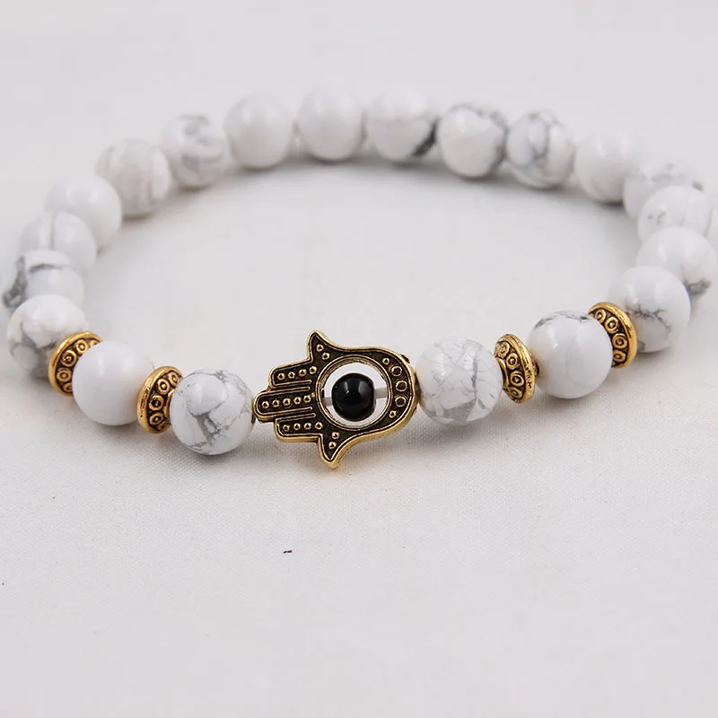 Золотая рука Фатимы подвеска браслет из бирюзы и лавы бусина мала злая амулет в