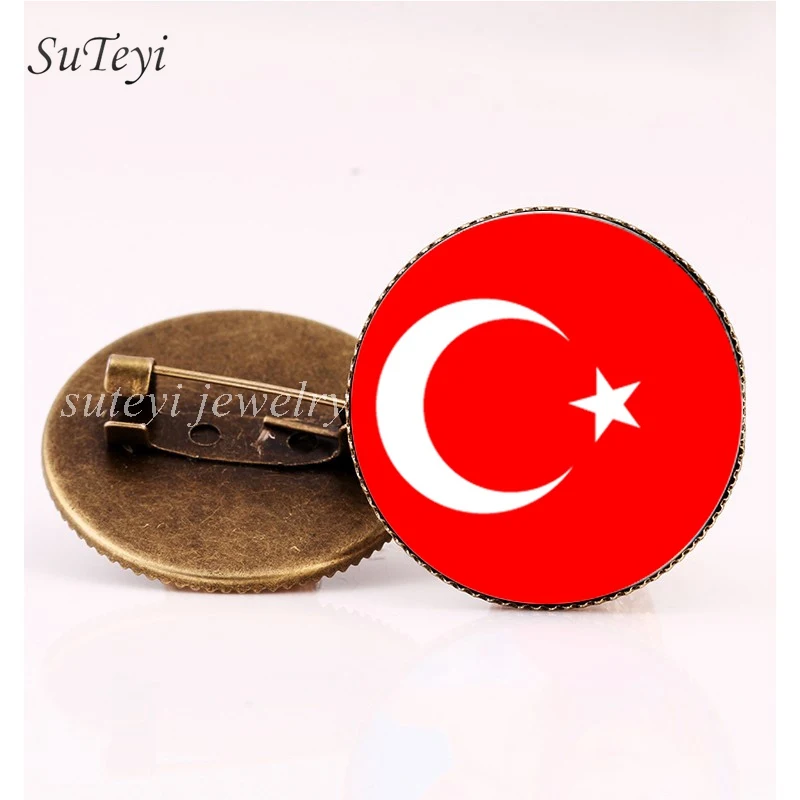 SUTEYI Sri Lanka/Tajikistan Flag Badge Glass Pattern Brooch Thailand/Turkey/Turkmenistan Crystal Pins Brooches Jewelry Gift | Украшения и