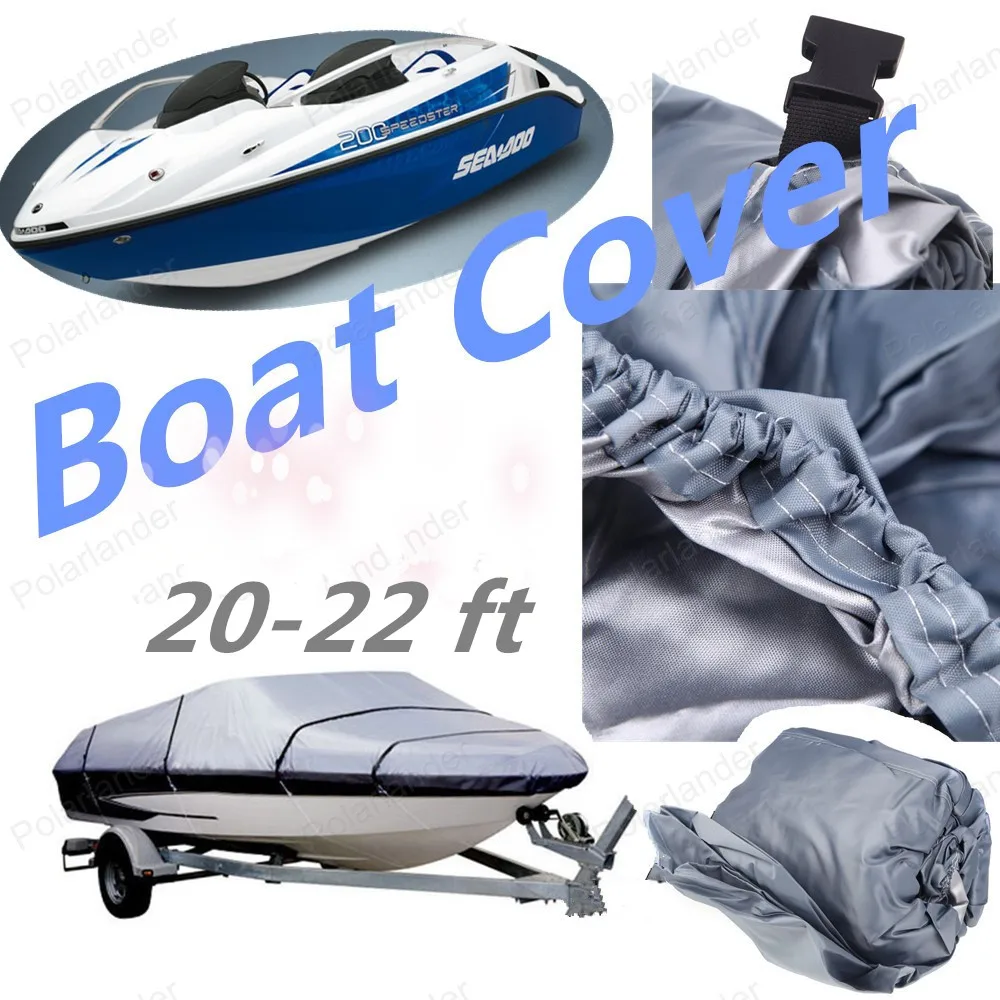 

NEW Speedboat Cover 210D 20-22 ft Grey Rectangle Waterproof UV protected Sunproof Fish Waterproof UV Protected