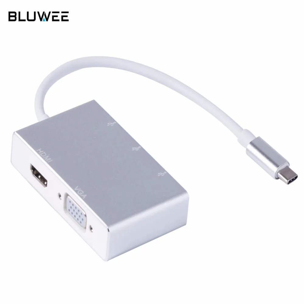 Алюминиевый 5 в 1 USB Type C адаптер концентратор конвертер с 2K HDMI 1080P VGA и 3 портами 0 для