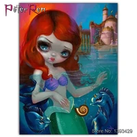 5d diy diamond art painting cartoon girl picture full drill embroidery mosaic cross stitch decoration on the wall little mermaid