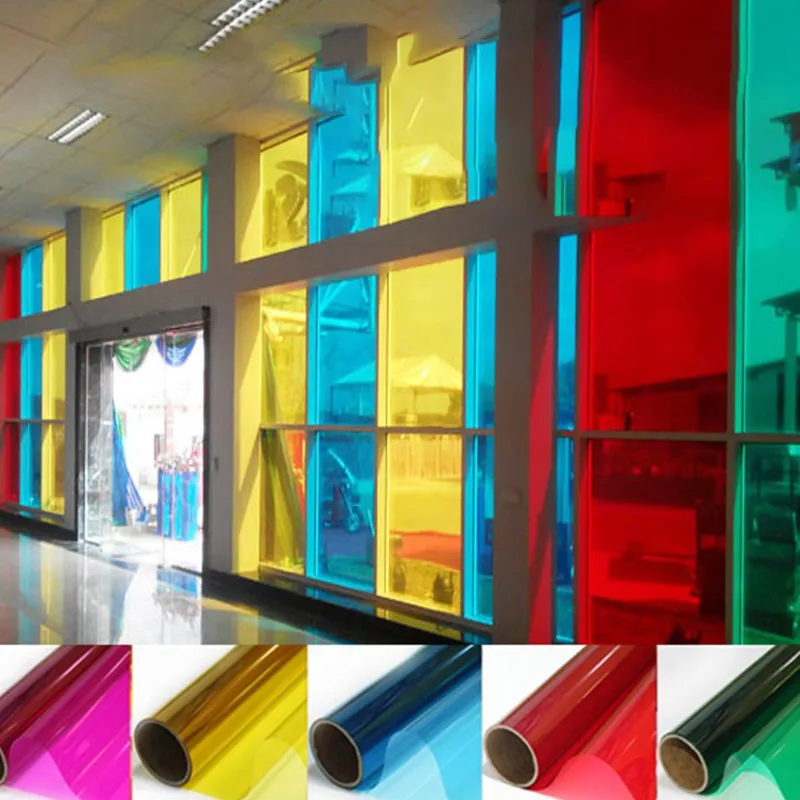

30cm wide self-adhesive sticker Colored decorative glass film insulation sunscreen proof membrane transparent window 3D stickers